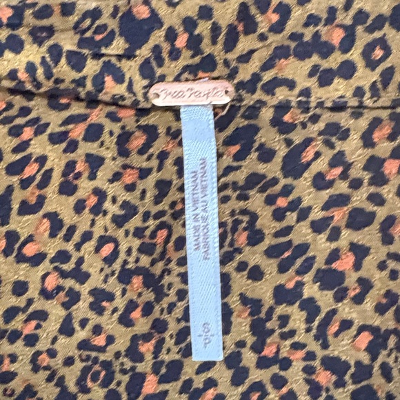Free People Animal Print Blouse - Black and Tan - Picture 2 of 5